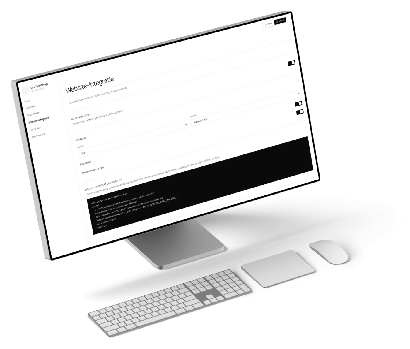 Cardash-dashboard: website-integratie met de embedcode voor je website